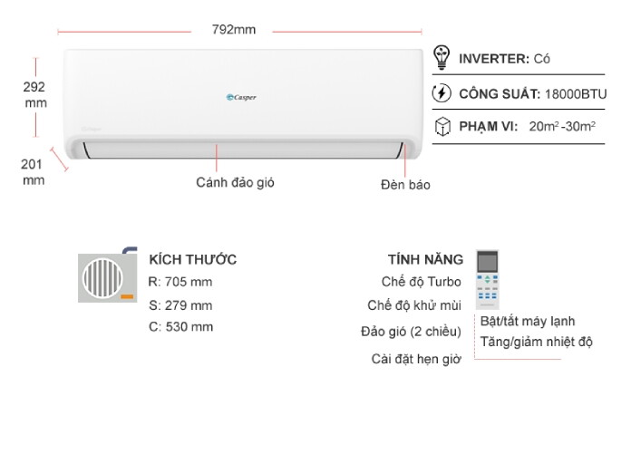 Máy lạnh Casper Inverter 2 HP GC-18IS33