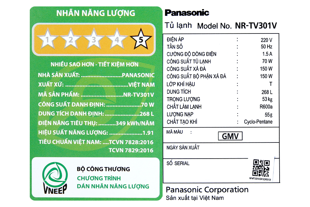 lạnh Panasonic Inverter 268 lít NR-TV301VGMV