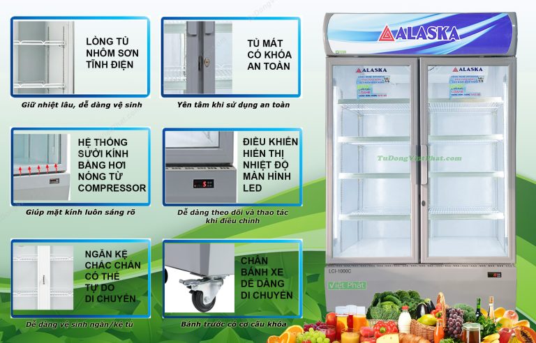 Tủ mát Alaska Inverter 2 cánh 1200 lít LCI-1000C