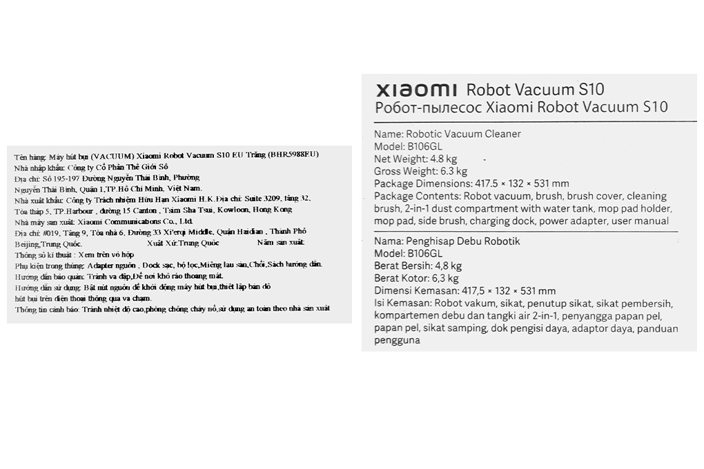 Robot hút bụi lau nhà Xiaomi Vacuum S10