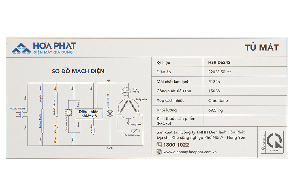 Tủ mát Hoà Phát 242 lít HSR D6242
