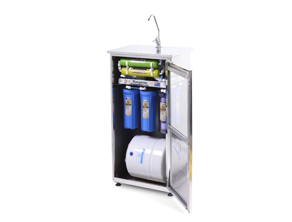 Máy lọc nước Kangaroo 8 lõi vỏ tủ Inox KG108