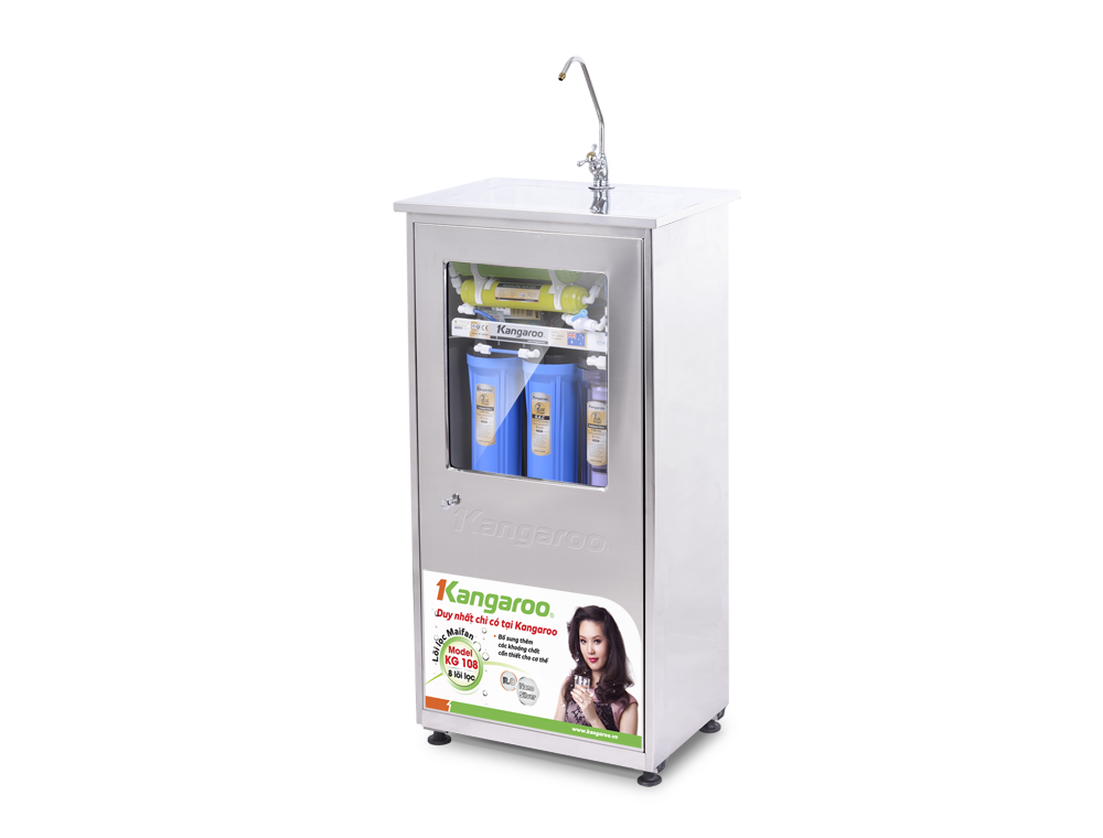 Máy lọc nước Kangaroo 8 lõi vỏ tủ Inox KG108