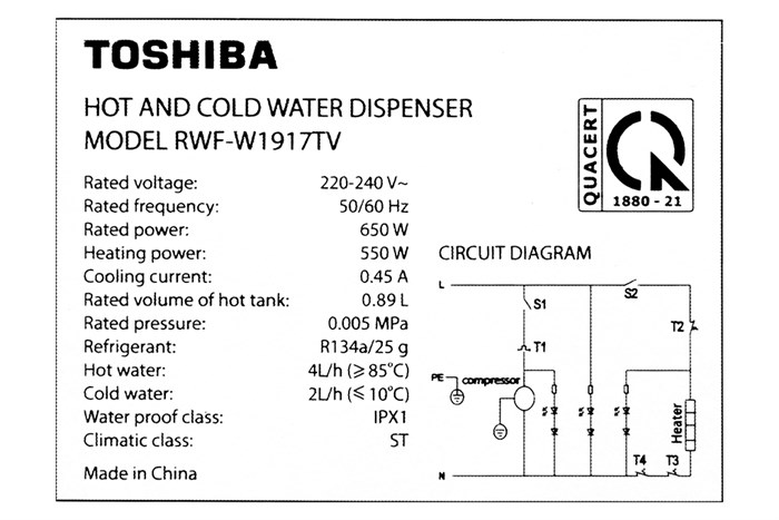 Máy nước nóng lạnh Toshiba RWF-W1917TV
