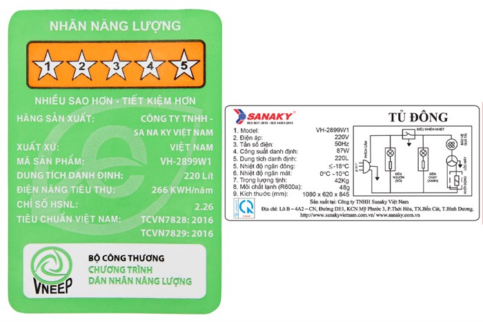 Tủ đông Sanaky 220 lít VH-2899W1