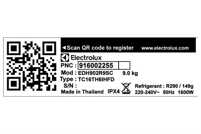 Máy sấy bơm nhiệt Electrolux UltimateCare 9 kg EDH902R9SC model 2024