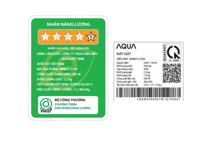Máy giặt Aqua 7.2 kg AWM72-316K(S) model 2024