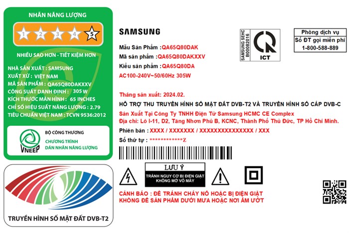 Smart Tivi QLED Samsung 4K 65 inch QA65Q80D model 2024