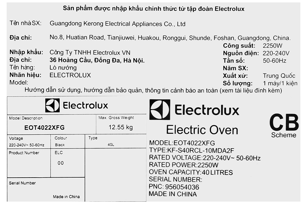 Lò nướng Electrolux EOT4022XFG 40 lít
