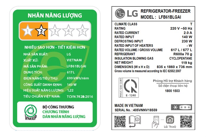Tủ lạnh LG Inverter 617 lít Multi Door InstaView LFB61BLGAI MODEL 2024