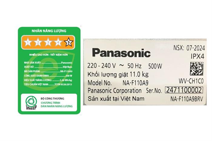 Máy giặt Panasonic 11 kg NA-F110A9BRV MODEL 2024