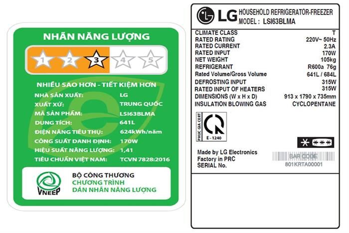 Tủ lạnh LG Inverter 641 lít Side By Side LSI63BLMA MODEL 2024