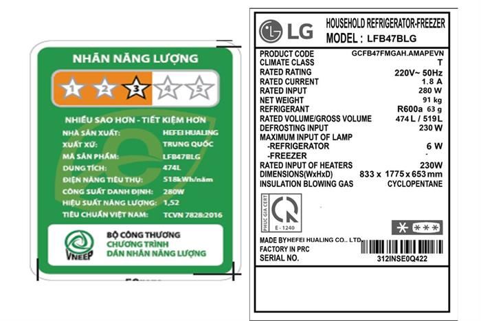 Tủ lạnh LG Inverter 474 lít Multi Door LFB47BLG MODEL 2024