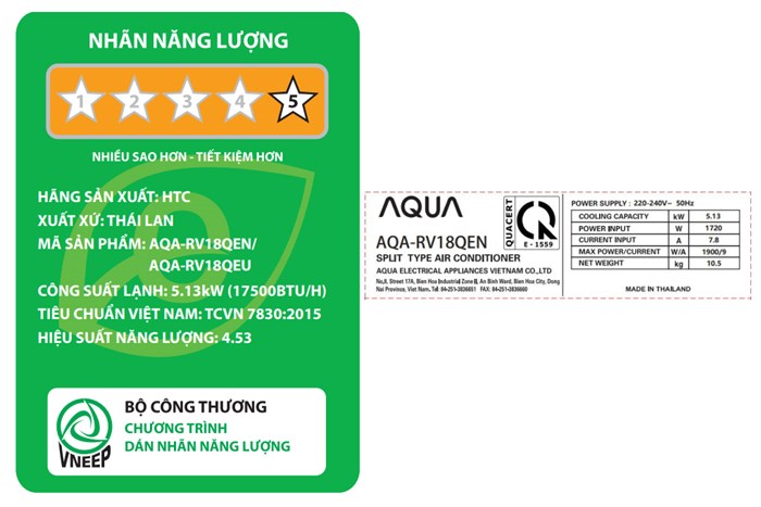 Điều hòa AQUA Inverter 22000 BTU AQA-RV24QA2 model 2024