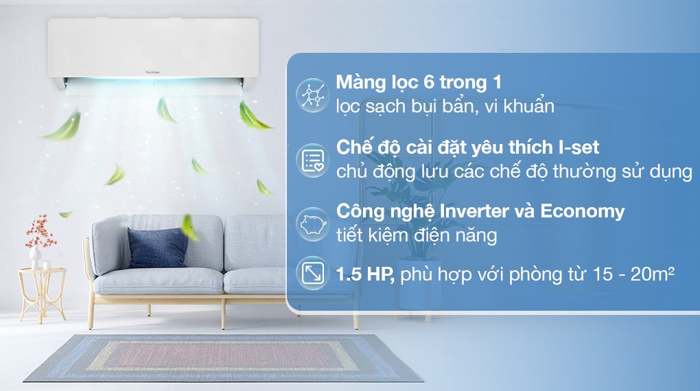 Máy lạnh Nagakawa Inverter 1.5 HP NIS-C12R2T28
