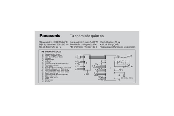 Tủ chăm sóc quần áo thông minh Panasonic 3 móc HCC-R340ARXV