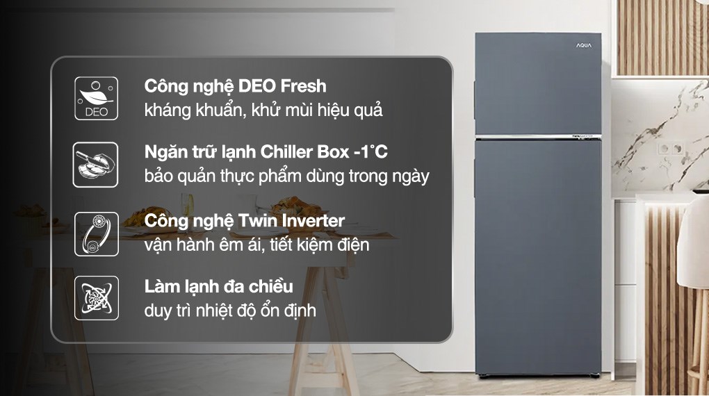 Tủ lạnh Aqua Inverter 358 lít AQR-T410FA(SL) MODEL 2024