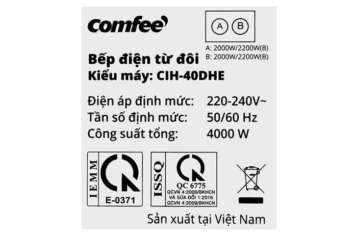 Bếp từ đôi lắp âm Comfee CIH-40DHE Model 2025