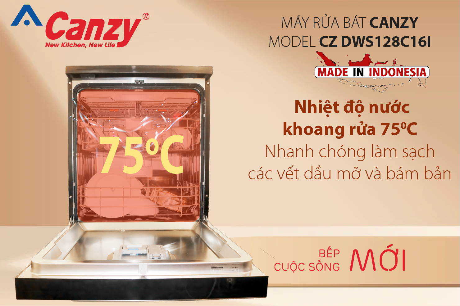 Máy rửa bát Indonesia CZ DWS128C16I (16 bộ)
