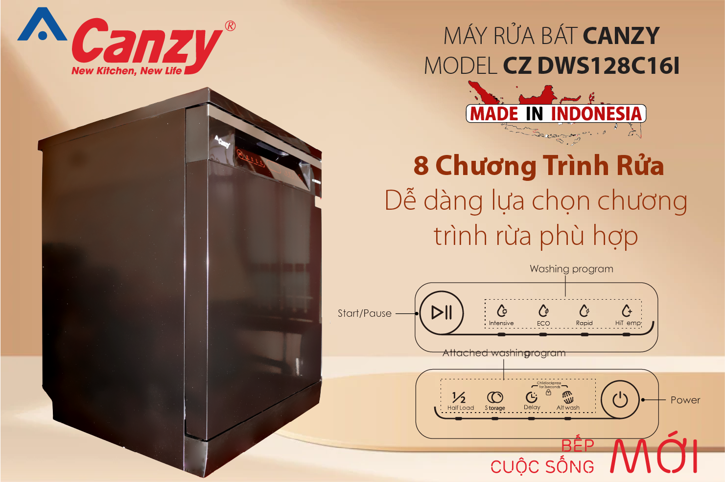 Máy rửa bát Indonesia CZ DWS128C16I (16 bộ)