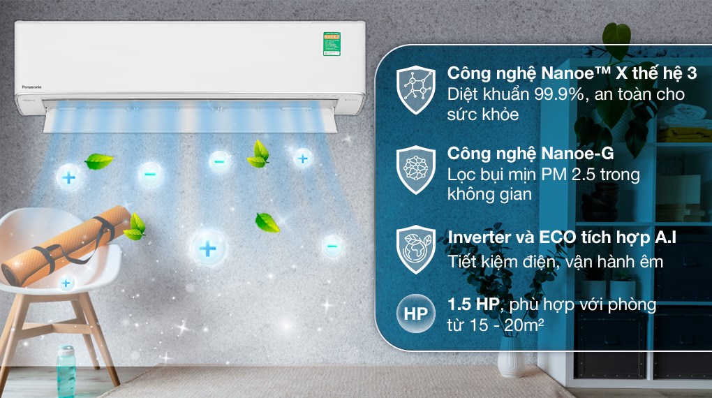 Máy điều hòa 2 chiều Panasonic Inverter 12000 BTU XZ12ZKH-8 (Model 2023)