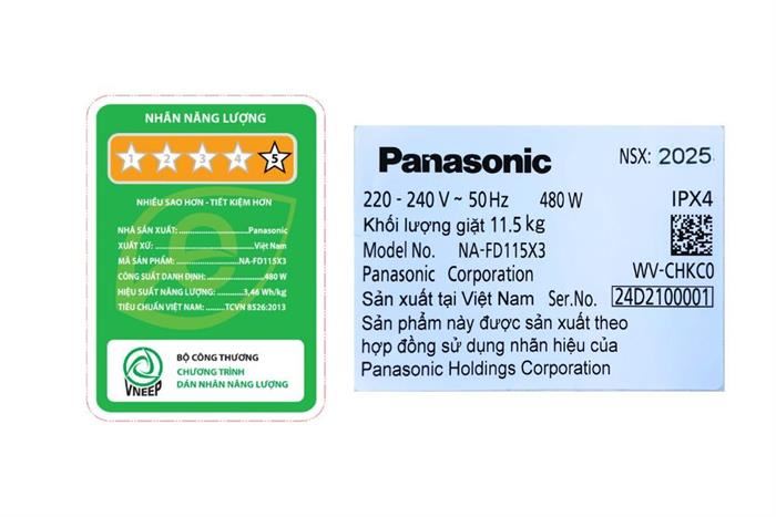 Máy giặt Panasonic Inverter 11.5 Kg NA-FD115X3BV Model 2025