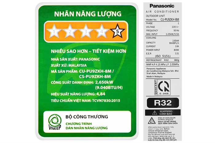 Điều hòa Panasonic 1 chiều Inverter 1HP-9.040BTU CS-PU9ZKH-8M