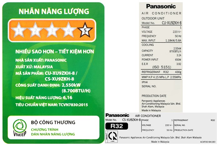 Điều hòa Panasonic Inverter 9000 BTU CU/CS-XU9ZKH-8