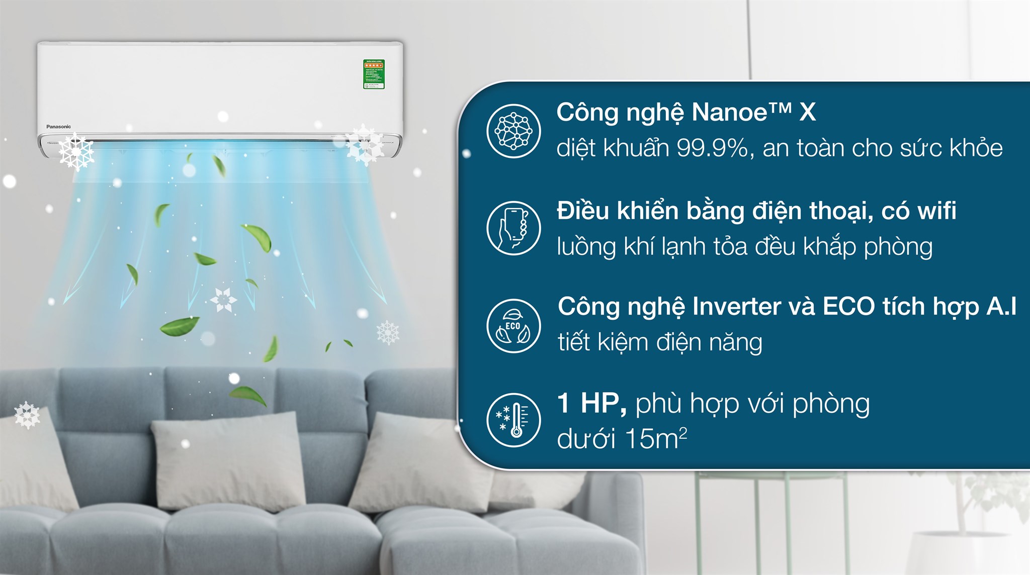 Điều hòa Panasonic Inverter 9000 BTU CU/CS-XU9ZKH-8