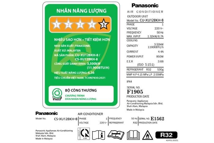 Máy lạnh Panasonic Inverter 1.5 HP CU/CS-XU12BKH-8 (Model 2025)