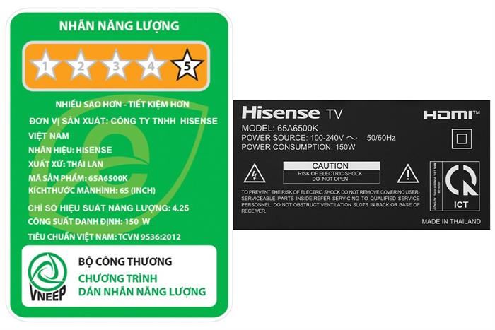 Google Tivi LED Hisense 4K 65 inch 65A6500K