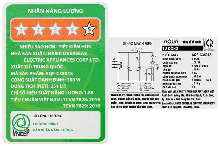 Tủ đông Aqua 251 lít AQF-C3501S MODEL 2023