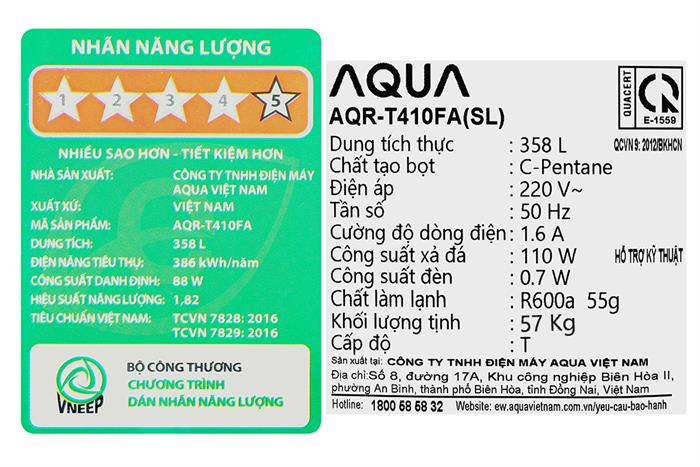 Tủ lạnh Aqua Inverter 358 lít AQR-T410FA(SL) MODEL 2024