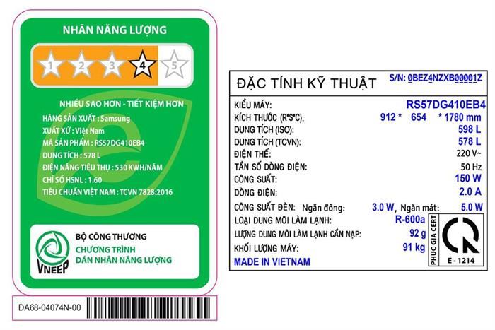 Tủ lạnh Samsung Inverter 578 lít Side By Side RS57DG410EB4SV MODEL 2024