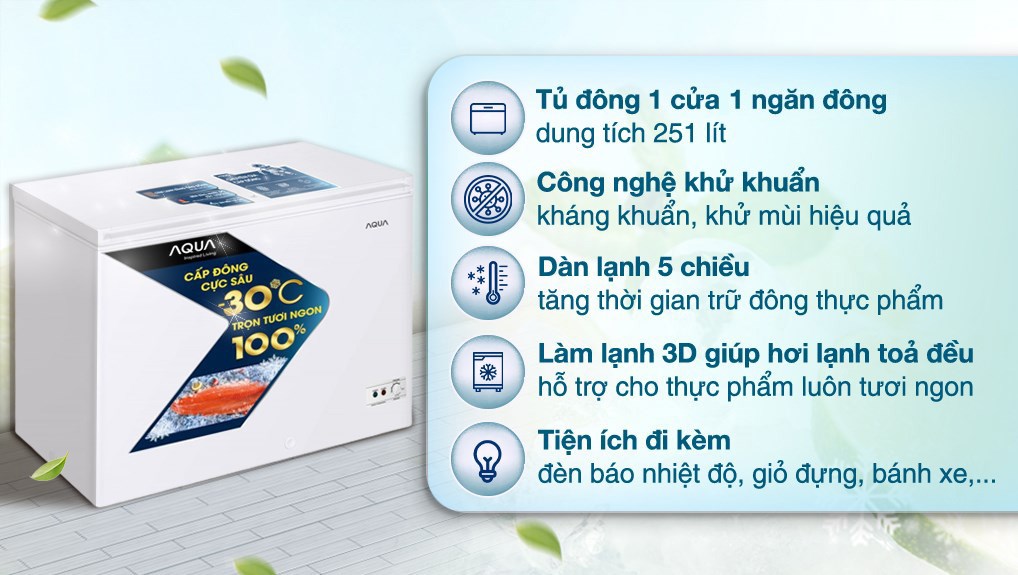 Tủ đông Aqua 251 lít AQF-C3501S MODEL 2023
