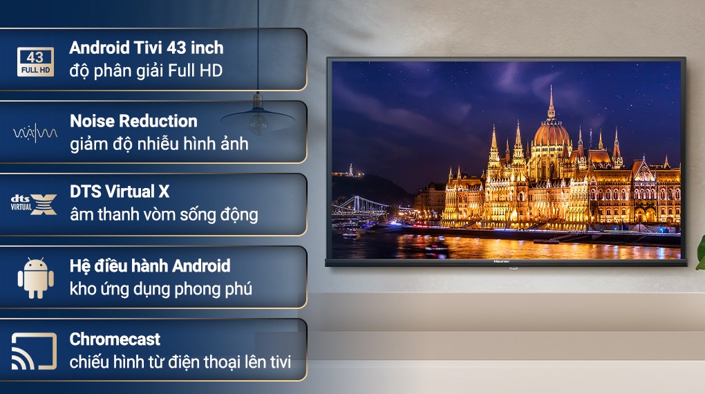 Android Tivi Hisense FHD 43 inch 43A4N