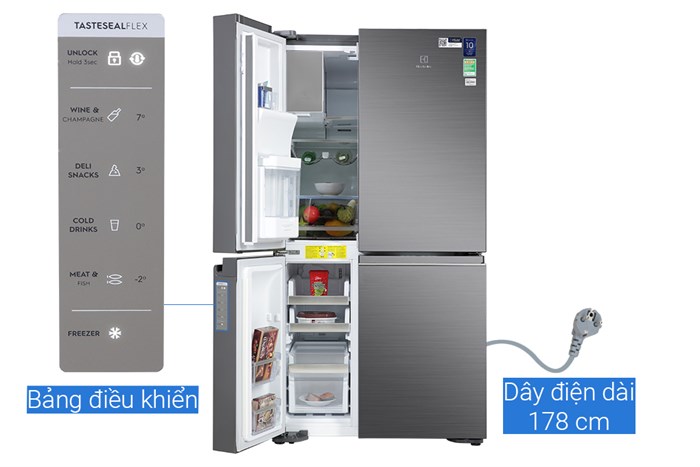 Tủ lạnh Electrolux Inverter 4 cửa 609L EQE6879A-B