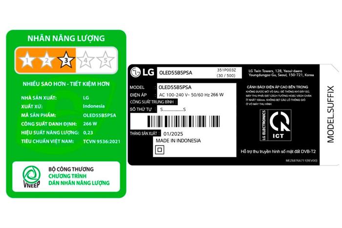 Smart Tivi OLED LG AI 4K 55 inch OLED55B5PSA