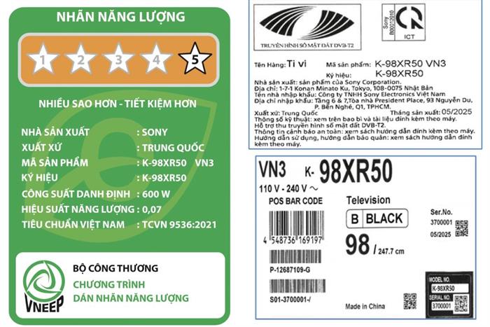 Google Tivi Mini LED Sony AI 4K 98 inch K-98XR50 ( Model 2025 )
