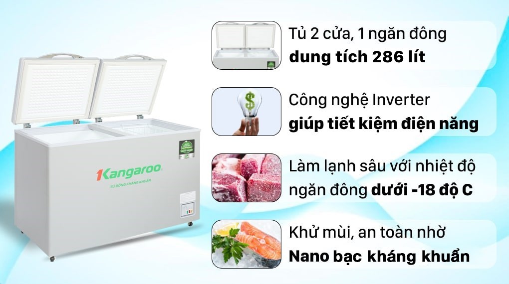 Tủ đông Kangaroo Inverter 286 lít KGFZ290IC1