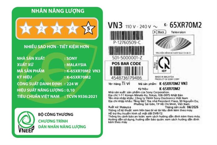 Google Tivi True RGB Sony AI 4K 65 inch K-65XR70M2