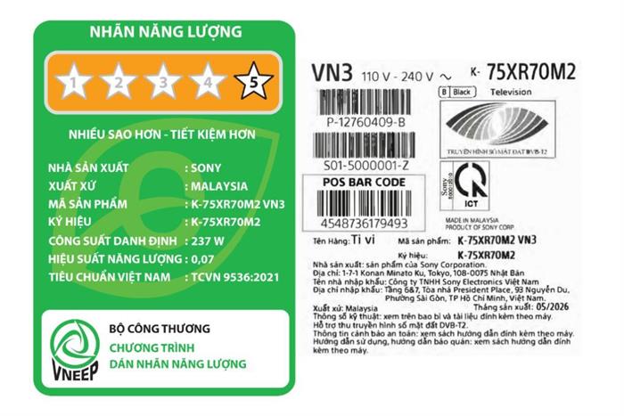 Google Tivi True RGB Sony AI 4K 75 inch K-75XR70M2