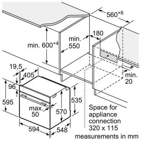 Lò nướng tích hợp hơi nước âm tủ Bosch Serie 4 HQA514ES3 71 lít