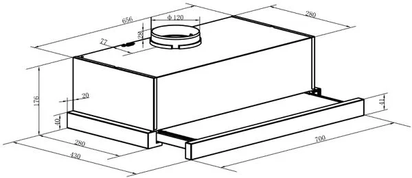 Máy hút mùi âm tủ phím bấm 70cm Fandi FD-700VY