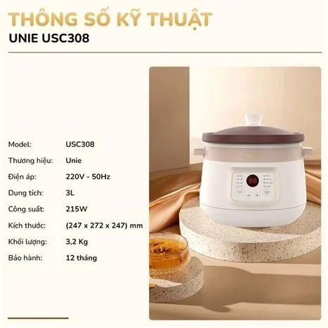 Nồi nấu chậm Unie 3 lít USC308