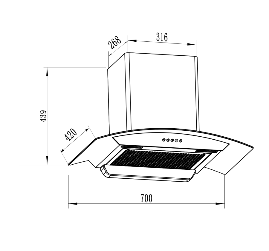 Máy hút khử mùi kính cong FSCH370S