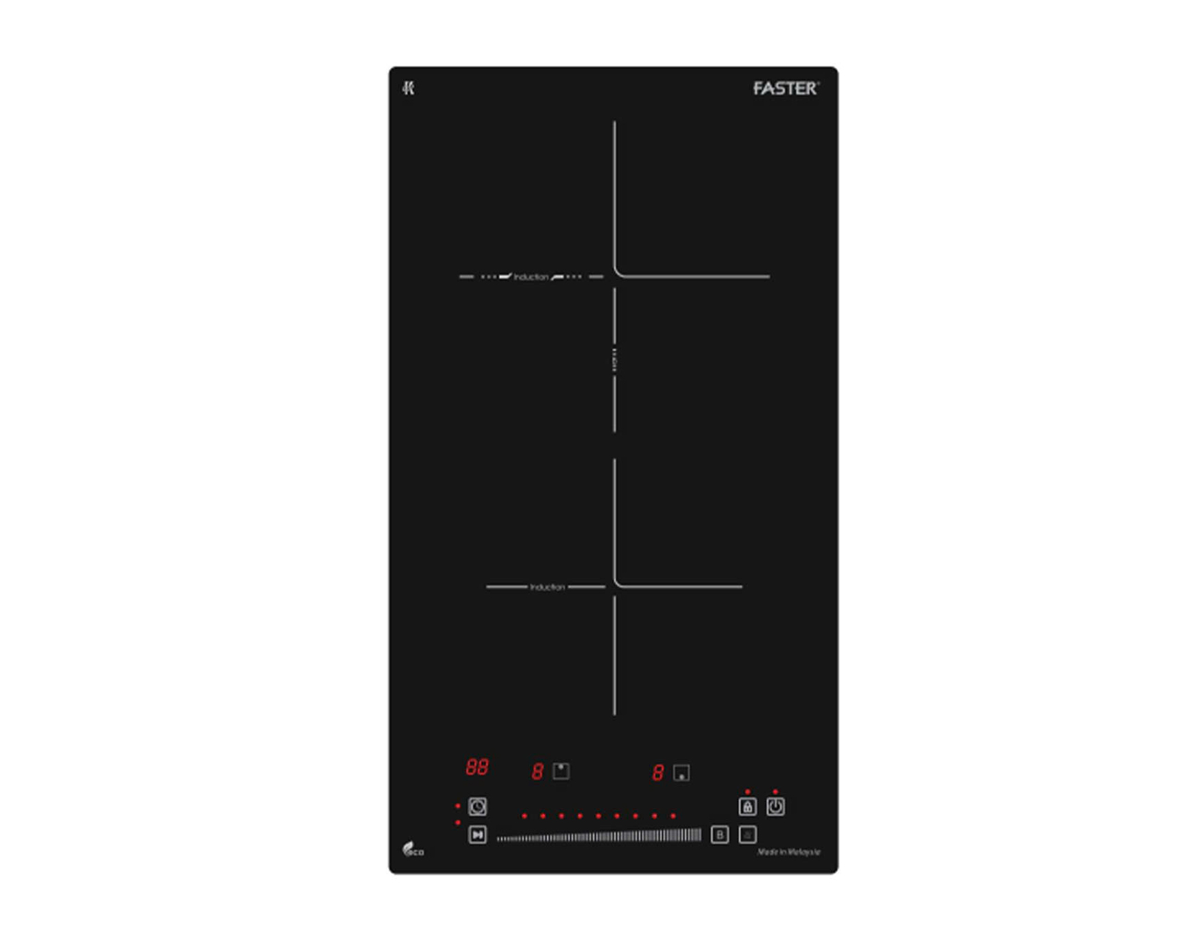Bếp từ domino 2 vùng nấu Inverter nhập khẩu Malaysia Faster FS529I