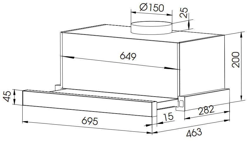 Máy hút mùi âm tủ phím bấm kính trắng 70cm Bauer BC7002I
