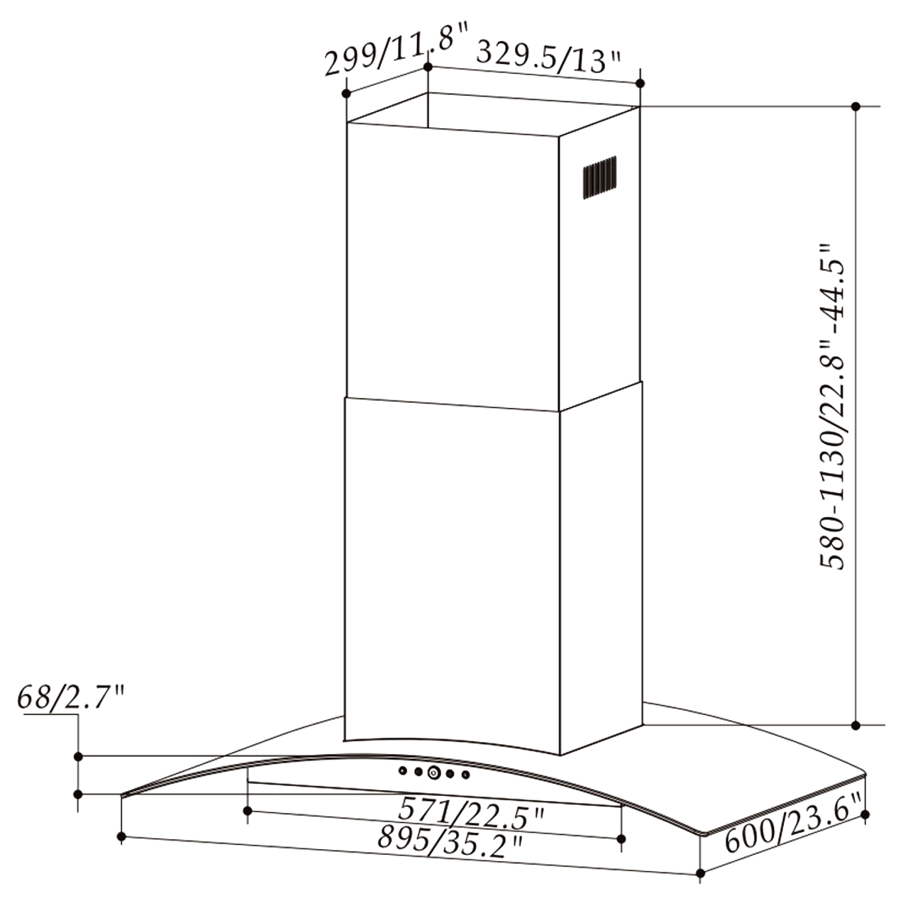Máy hút mùi đảo độc lập cảm ứng 90cm Faster ISLAND 6688