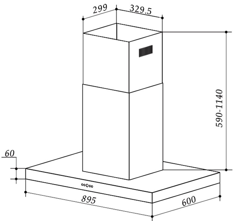 Máy hút mùi đảo độc lập chữ T cám ứng 90cm Faster BIS90T